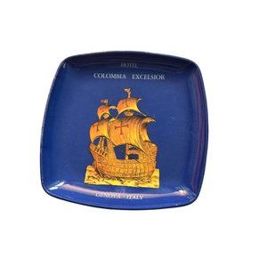 Vintage Webel Italy Melamine Trinket Tray Hotel Columbia Excelsior Square 5.25"